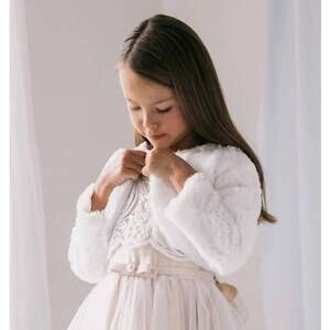 NEW SWEET KIDS child fur shrug in white